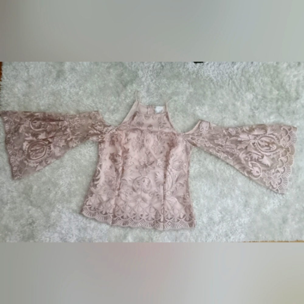Women's Embroidered Cold Shoulder Top, Size 10